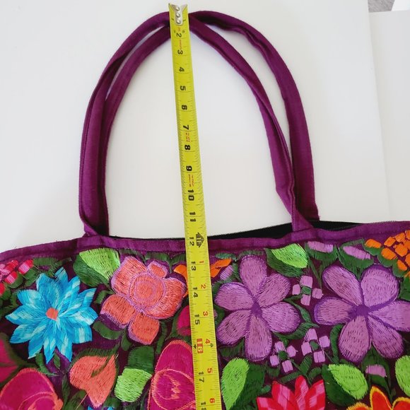Vintage Bag Embroidered Boho Floral Shoulder Purple - Picture 10 of 11